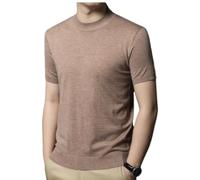 Maglieria Uomo Temperamento retrò Manica Corta Unico Scavato Progettazione Top in Maglia Casual Morbido Traspirabile Moda T-Shirt H-Camel XXL