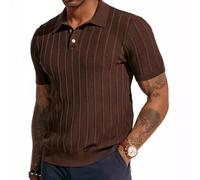 Maglieria Uomo Unico Scavato Progettazione Top in Maglia Temperamento retrò Manica Corta Casual Morbido Traspirabile Moda T-Shirt G-Coffee XL