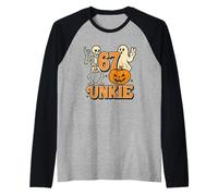 Maglietta 67 Unkie Meme Halloween Zucca Scheletro Fantasma Maglia con Maniche Raglan