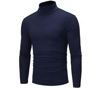 Maglietta a collo alto da uomo con scollo a mezza luna, a maniche lunghe, casual, pullover leggero in cotone, termica invernale, L