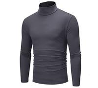 Maglietta a collo alto da uomo con scollo a mezza luna, a maniche lunghe, casual, pullover leggero in cotone, termica invernale, M