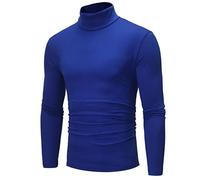 Maglietta a collo alto da uomo con scollo a mezza luna, a maniche lunghe, casual, pullover leggero in cotone, termica invernale, XXL