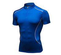 Maglietta a Compressione da Uomo Protezione UV Protezione Anti-Rash ad Asciugatura Rapida Moda Collo Alto Cerniera Manica Corta Stretch Traspirante Allenamento Aderente Fitness da Corsa T-Shirt