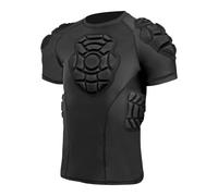 Maglietta a compressione imbottita con protezione per le spalle, da uomo, protezione per il torace, calcio, paintball, baseball, 1-nero, XL