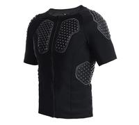 Maglietta a compressione imbottita con protezione per le spalle, da uomo, protezione per il torace, calcio, paintball, baseball, 3-nero, XXL