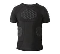 Maglietta a compressione imbottita con protezione per le spalle, da uomo, protezione per il torace, calcio, paintball, baseball, 6-nero, XXL