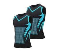 Maglietta a compressione senza maniche da uomo, 1/2/3 PC, gilet Vitaboost per uomo, camicia Maynox Vitaboost con forma ionica senza maniche, ad asciugatura rapida, per costruire un corpo, 05-bk2, M