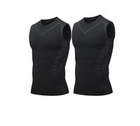 Maglietta a compressione senza maniche da uomo, 1/2/3 PC, gilet Vitaboost per uomo, camicia Maynox Vitaboost con forma ionica senza maniche, ad asciugatura rapida, per costruire un corpo, 04-bk1, M