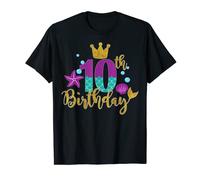 Maglietta a forma di sirena di compleanno per 10 anni con maglietta regalo per ragazze Maglietta