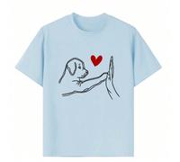 Maglietta a girocollo a maniche corte con stampa di cucciolo "High Five" per ragazze pre-adolescenti, top estivo 6Y,7Y,8Y,9Y,10Y,14Y,11Y,12Y,13YAnimale,Ritratto,GeometricoPoliestere