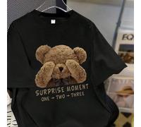 Maglietta a girocollo con maniche corte per ragazze tween, con logo grafico minimalista e stampato a cartone animato di un orso, nuova collezione primavera/estate 6Y,7Y,8Y,9Y,10Y,4Y,5Y,14Y,11Y,12Y,13Y