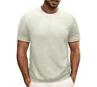 Maglietta a maglia da uomo a maniche corte camicie casual girocollo a costine T-shirt estiva a nido d'ape Slim Fit Business Tee Top tinta unita Allenamento Palestra Camicia leggera Regular Fit Camicie
