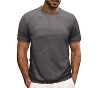 Maglietta a maglia da uomo a maniche corte camicie casual girocollo a costine T-shirt estiva a nido d'ape Slim Fit Business Tee Top tinta unita Allenamento Palestra Camicia leggera Regular Fit Camicie