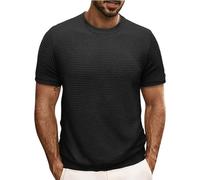 Maglietta a maglia da uomo a maniche corte camicie casual girocollo a costine T-shirt estiva a nido d'ape Slim Fit Business Tee Top tinta unita Allenamento Palestra Camicia leggera Regular Fit Camicie