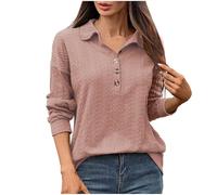 Maglietta a Manica Lunga da Donna Autunno E Inverno Elegante Camicette Blusa con Scollo a V e Bottoni Decorativi Maniche Lunga Top Casual Moda T Shirt da Donna Henley T Shirt