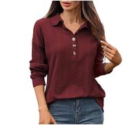 Maglietta a Manica Lunga da Donna Autunno E Inverno Elegante Camicette Blusa con Scollo a V e Bottoni Decorativi Maniche Lunga Top Casual Moda T Shirt da Donna Henley T Shirt
