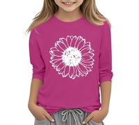 Maglietta a maniche a 3/4, con scollo rotondo, casual, con maniche a fantasia, 314 anni, per bambine 68, Colore: rosa., 10-11Years
