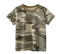 Maglietta a maniche corte a righe mimetiche a maniche corte con scollo rotondo, maglietta per camicia, body per bambino, Mimetico, 2-3 Anni