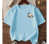 Maglietta a maniche corte aderente da bambino, con grafica di alba, autobus, skateboard, palma, collo rotondo, casual, comoda, versatile e carina, per l'estate dei bambini maschi 6-9M,9-12M,12-18M,18-