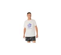 Maglietta a maniche corte asics fujitrail con logo bianco viola da uomo