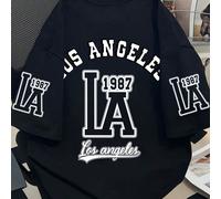 Maglietta a maniche corte casual, comoda e traspirante, con design college retrò di Los Angeles, per ragazzi adolescenti, adatta per l estate e il campus 6Y,7Y,8Y,9Y,10Y,4Y,5Y,14Y,11Y,12Y,13Y,16Y,15YL