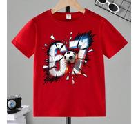 Maglietta a maniche corte casual e alla moda per ragazzo pre-adolescente, con stampa minimalista e rinfrescante del frammento di calcio con il numero 67, adatta per outfit casual in primavera, estate 