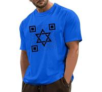 Maglietta a maniche corte con codice QR, divertente scollo rotondo, design a sorpresa, per uomini e donne, la stessa maglietta casual, Blu, XL
