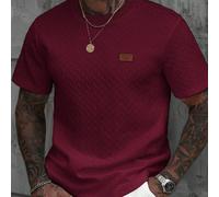 Maglietta a maniche corte con colletto a costine jacquard da uomo, un bel regalo per il fidanzato o il marito, molto adatta per l'uso casual quotidiano in estate, ideale per le vacanze al mare, un cap