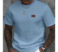 Maglietta a maniche corte con colletto a costine jacquard da uomo, un bel regalo per il fidanzato o il marito, molto adatta per l'uso casual quotidiano in estate, ideale per le vacanze al mare, un cap