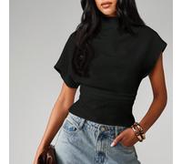 Maglietta a maniche corte con collo a lupetto, aderente, con maniche a dolman e vita stretta, adatta per l'uso casual quotidiano in primavera ed estate L,M,S,XL,XS,XXL,XXS,XXXL,XXXXLTribaleTessuto int