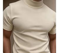 Maglietta a maniche corte con collo a lupetto, di colore unito, casual e versatile per uso quotidiano, primavera/estate, da uomo L,M,S,XL,XS,XXLColore unicoTessuto in maglia