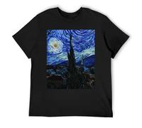 Maglietta a maniche corte con controllo dell'umidità dei pittori post-impressionisti Van Gogh Quickdry Training Top Performance, Nero , L