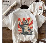 Maglietta a maniche corte con gatto DJ in stile vintage, comoda e versatile, unisex, un must-have per l'estate per gli amanti della musica, maglietta donna a girocollo morbida, 100% cotone, casual per