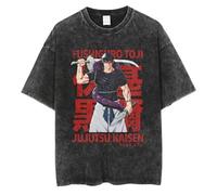 Maglietta a maniche corte con Gojo Satoru JJK Anime vintage lavata, Fushiguro Toji/Ryomen Sukuna, per l'estate, da uomo e da donna, Tipo 3., S