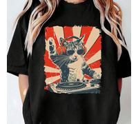 Maglietta a maniche corte con grafica di gatto amante della musica, stile casual semplice, adatta per festival musicali, personalizzata, scollo rotondo, per uscite estive da donna L,M,S,XL,XXLAnimale,