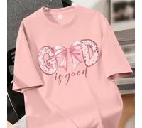 Maglietta a maniche corte con scollo rotondo per ragazze adolescenti, stampata con "Dio è gentile", comoda e alla moda, adatta per la scuola, lo shopping, l'uso quotidiano, ottimo anche come regalo pe