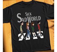 Maglietta a maniche corte con scollo tondo, comoda, da donna, della serie "The Sick Sad World" di Daria, adatta per uso quotidiano L,M,S,XL,XXLNatalePoliestere