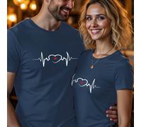 Maglietta a maniche corte con stampa di cuore e lettera graffiti casual per coppie, vestibilità slim, adatta sia per uomo che per donna, ottimo regalo per la fidanzata L,M,S,XLCuorePoliestere