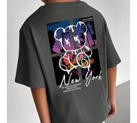 Maglietta a maniche corte con stampa grafica, scollo rotondo, casual, per ragazzi e adolescenti, top estivo 6Y,8Y,9Y,10Y,14Y,11Y,12Y,13YAnimale,Fumetto,Lettere,sloganTessuto