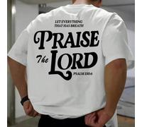 Maglietta a maniche corte con stampa grafica semplice e versatile da uomo | Tema del Salmo biblico L,M,S,XL,XS,XXLPoliestere