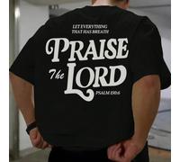 Maglietta a maniche corte con stampa grafica semplice e versatile da uomo | Tema del versetto biblico L,M,S,XL,XS,XXLLetterePoliestere