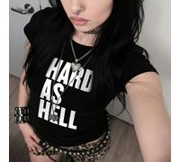 Maglietta a maniche corte con stampa retrò punk, top stile gotico Y2K, top stile hip-hop di strada, moda da donna anni '90 L,M,S,XL,XSLettereTessuto in maglia