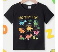 Maglietta a maniche corte da bambino casual con stampe di animali e lettere, basic di moda 6-9M,9-12M,12-18M,18-24M,2-3YAnimale,Fumetto,Lettere,ScenarioTessuto