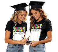 Maglietta a maniche corte da donna, con scritta "Bruh Es Mi Ultimo Día de la Scuola Mi Con La Que Se Può Lasciare Una Firma", Nero , XL