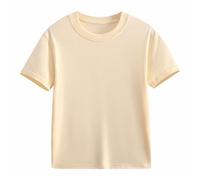 Maglietta a maniche corte da ragazza, con scollo rotondo, 5 14 anni, per bambine, beige., 12-13 Jahre