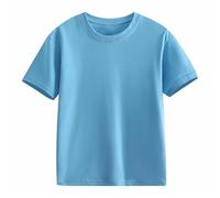 Maglietta a maniche corte da ragazza, con scollo rotondo, 5 14 anni, per bambini, senza pancia, Azzurro, 2-3 Jahre
