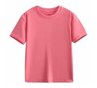 Maglietta a maniche corte da ragazza, con scollo rotondo, 5 14 anni, per bambini, senza pancia, Colore: rosa., 4-5 Jahre