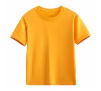 Maglietta a maniche corte da ragazza, con scollo rotondo, 5 14 anni, per bambini, senza pancia, giallo., 12-13 Jahre