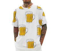 Maglietta a maniche corte da uomo a maniche corte in tinta unita da uomo girocollo con stampa birra casual maglietta a maniche corte per interni ed esterni, passeggiate, sport, vita quotidiana, blu
