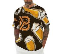 Maglietta a maniche corte da uomo a maniche corte in tinta unita da uomo girocollo con stampa birra casual maglietta a maniche corte per interni ed esterni, passeggiate, sport, vita quotidiana, Blu, L